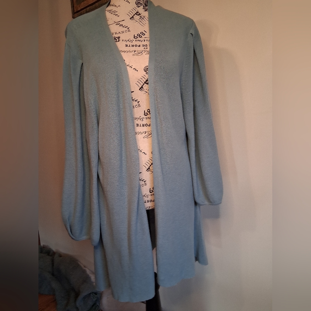 Ann Taylor Light Blue Women's Cardigan Woyh Flowy Sleeves Size L